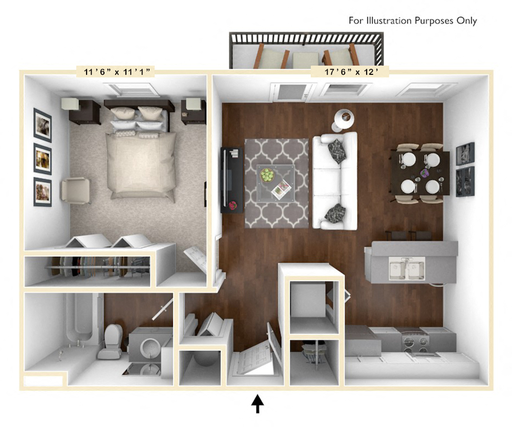 The Park - 1 BR 1 BA Floor Plan at The Avenue at Polaris Apartments, Ohio, 43240